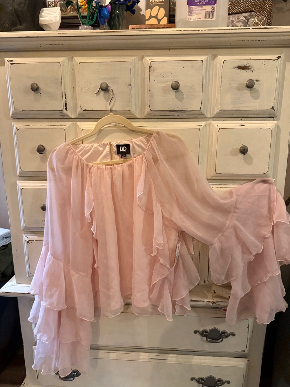 Dee Soft Pink Ruffled Chiffon Women's Top